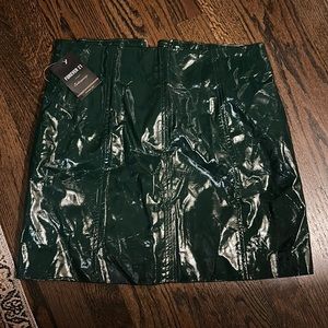 Forever 21, faux patent leather green skirt. Size Large